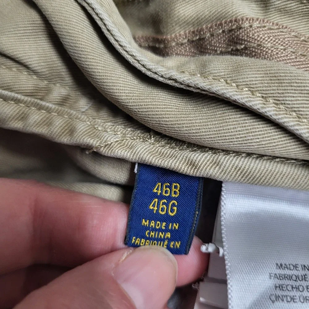 Polo Ralph Lauren Men Classic Fit Tan Khaki Chino Shorts Size 46 46G 100% Cotton